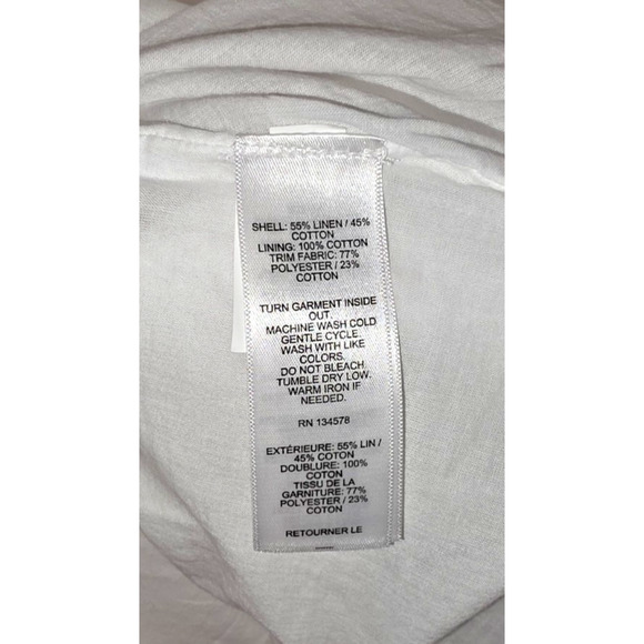 Vineyard Vines Womens White Tie Front Dress 6 Linen Cotton Blend Vacation Resort - Picture 8 of 8